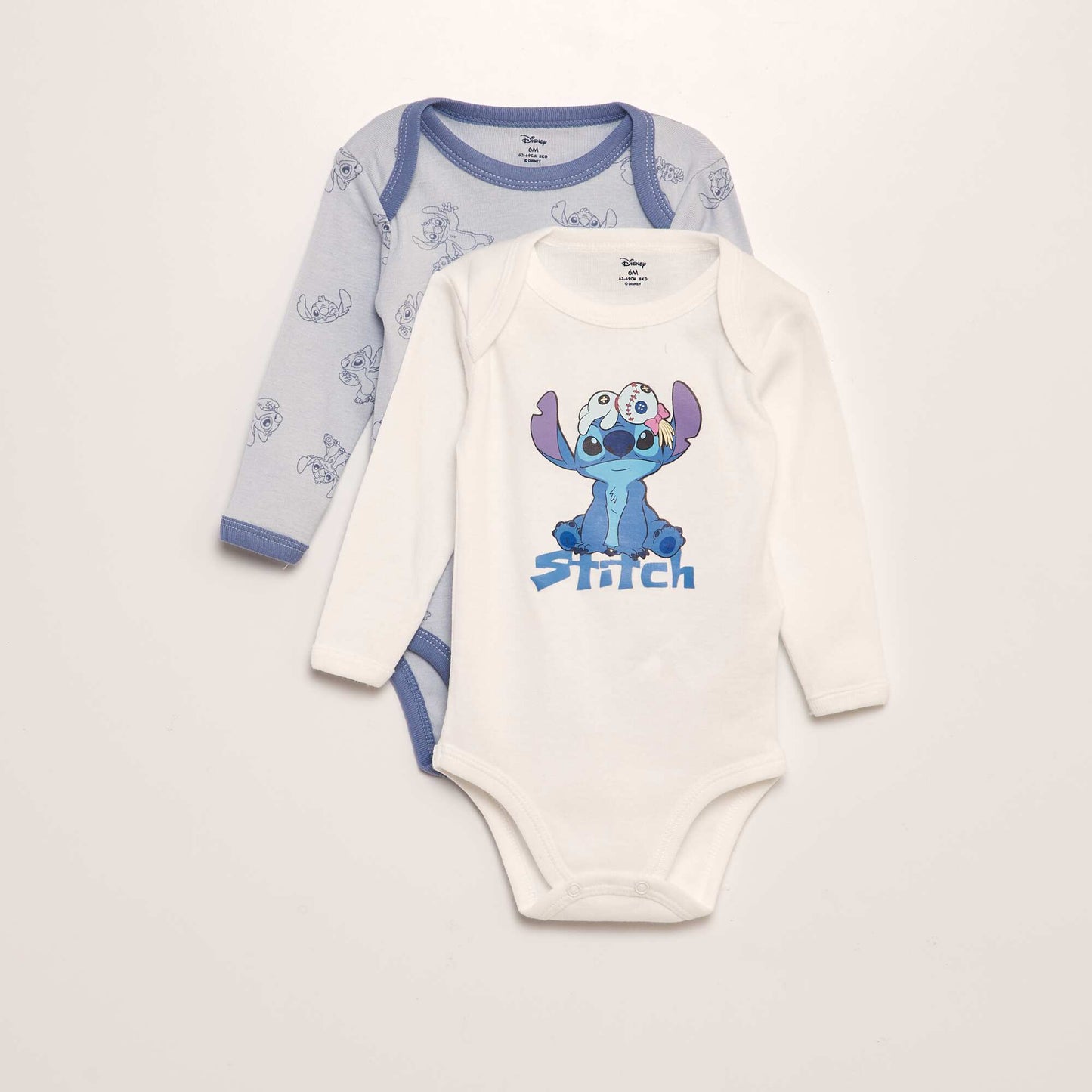 'Stitch' jersey bodysuits - pack of 2 BLUE