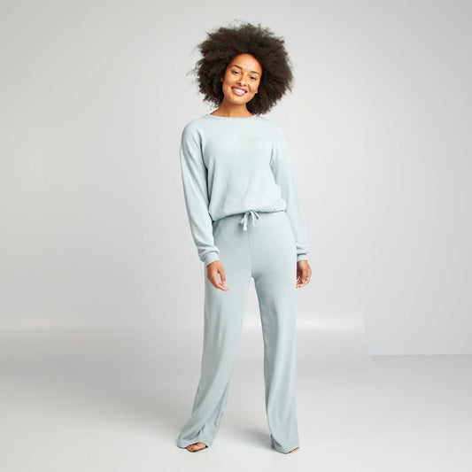 Soft knit sweater + trousers set BLUE