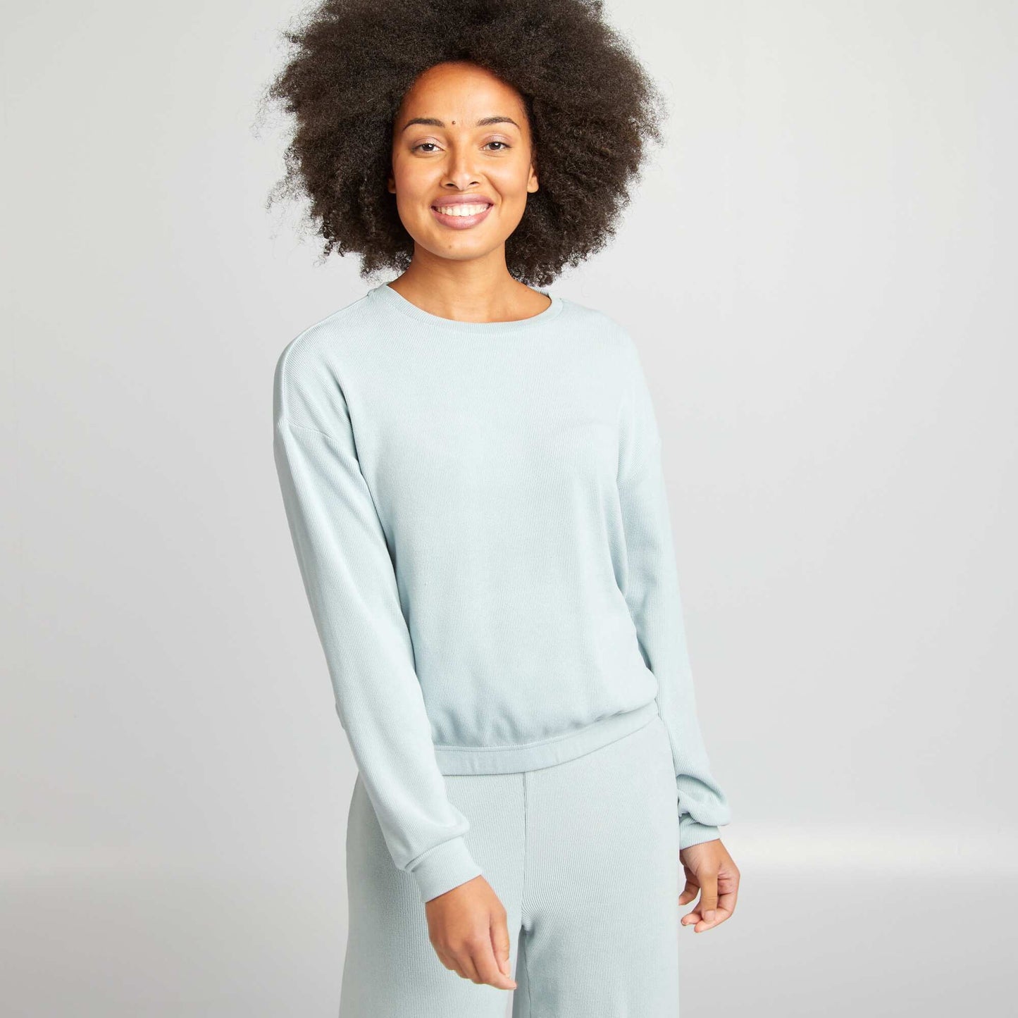 Soft knit sweater + trousers set BLUE