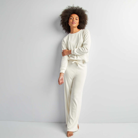 Soft knit sweater + trousers set WHITE