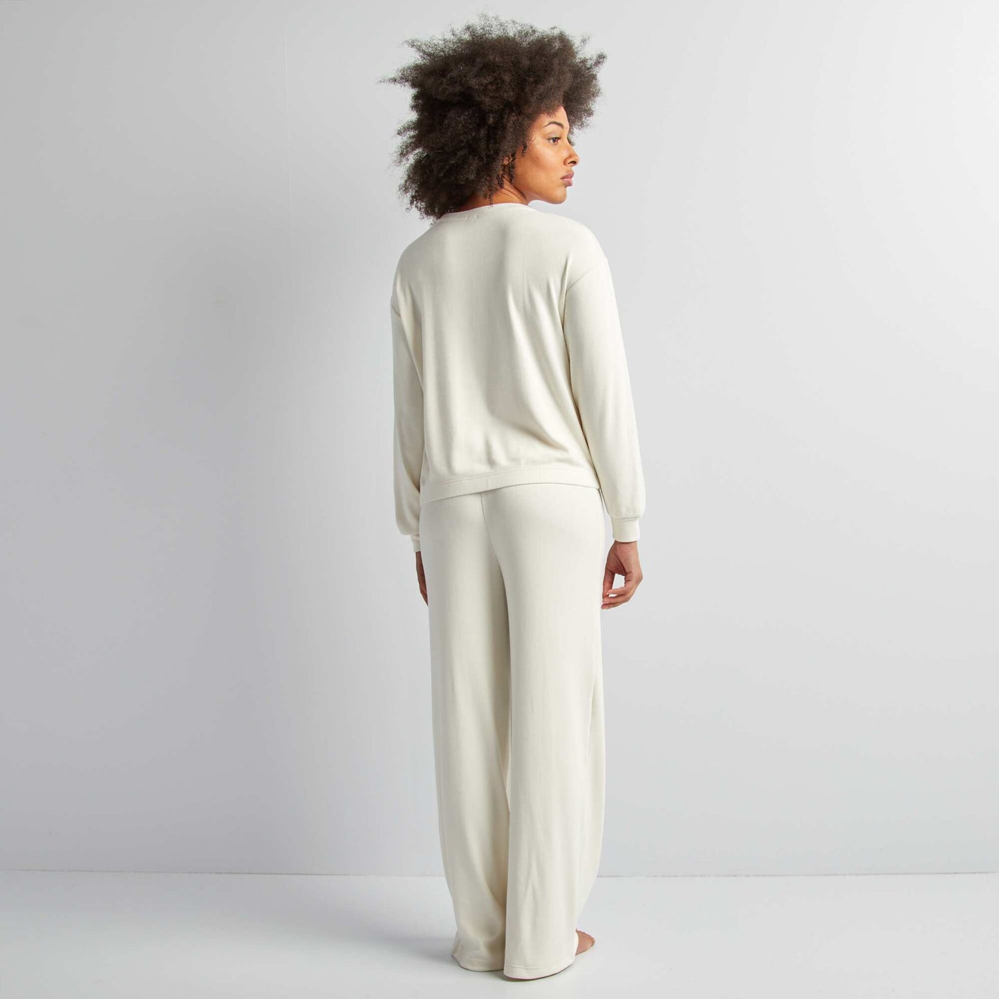 Soft knit sweater + trousers set WHITE