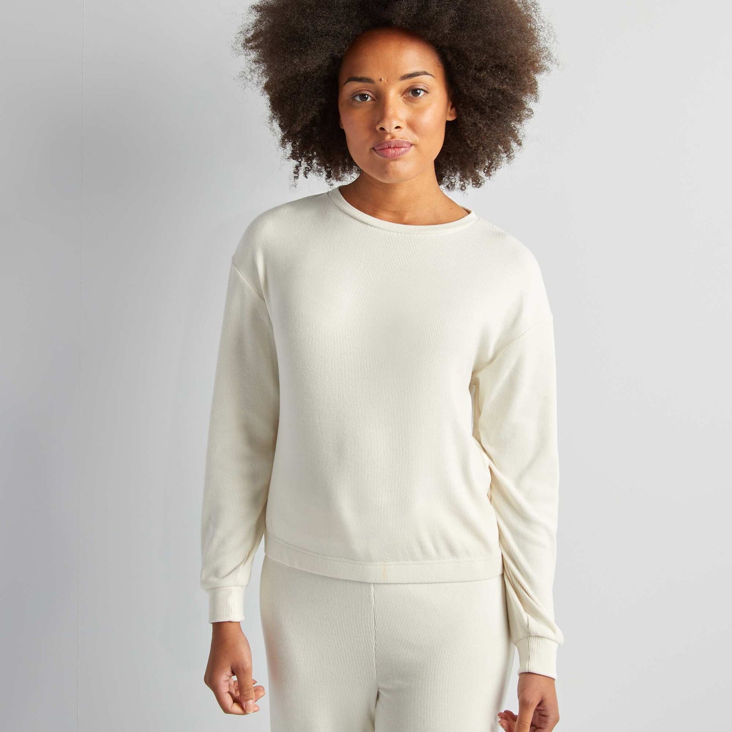 Soft knit sweater + trousers set WHITE