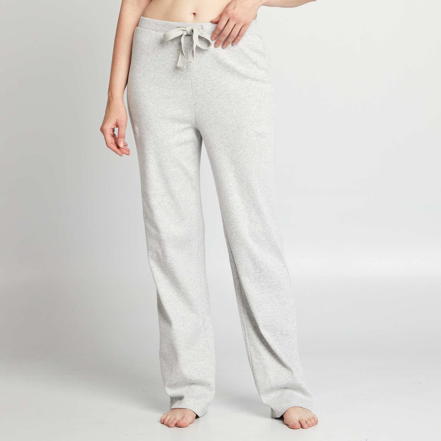 Ribbed wide-leg pyjama bottoms GREY