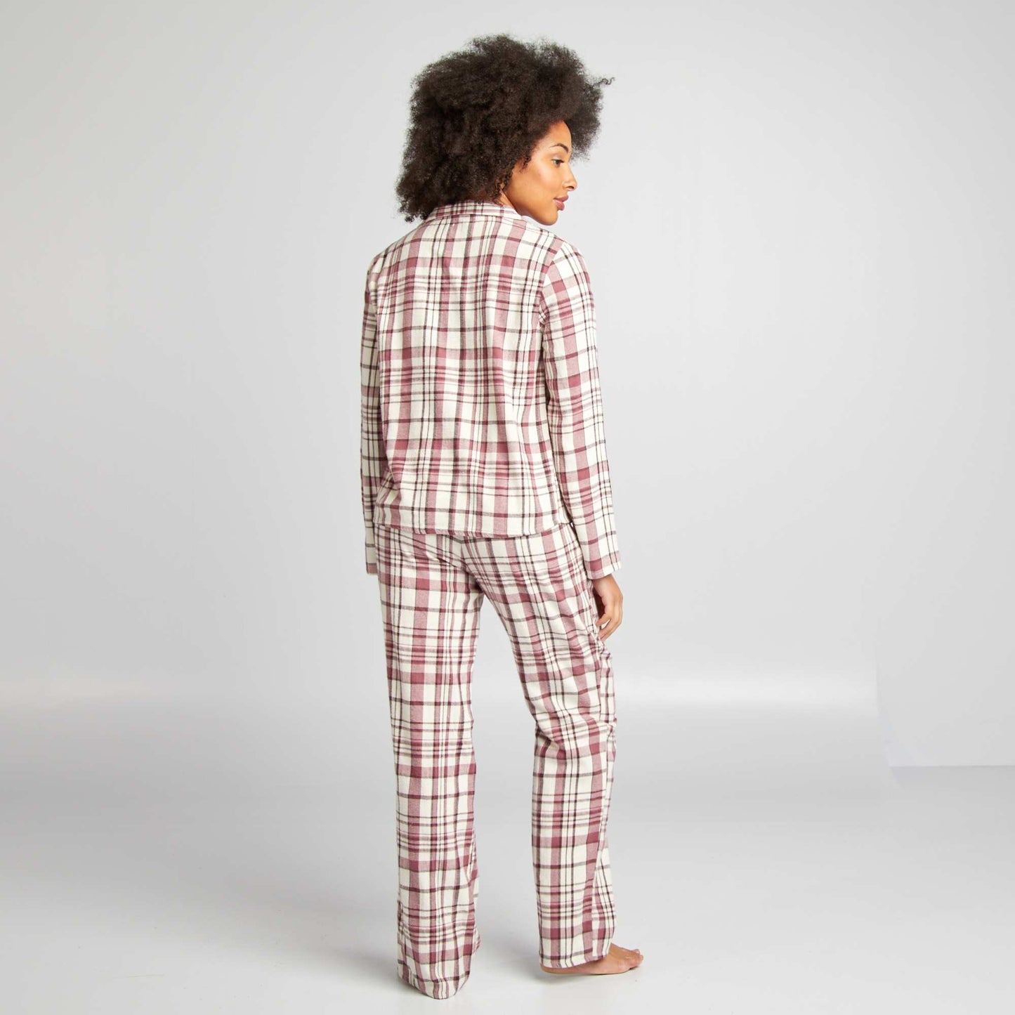 Checked pyjama shirt + trousers set BEIGE