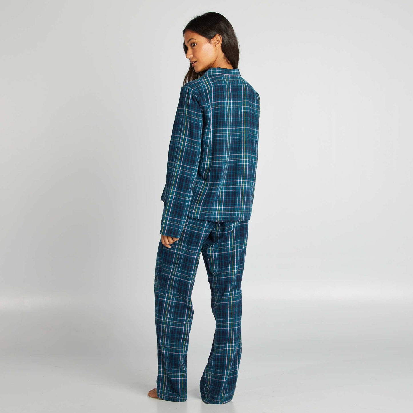 Checked pyjama shirt + trousers set GREEN