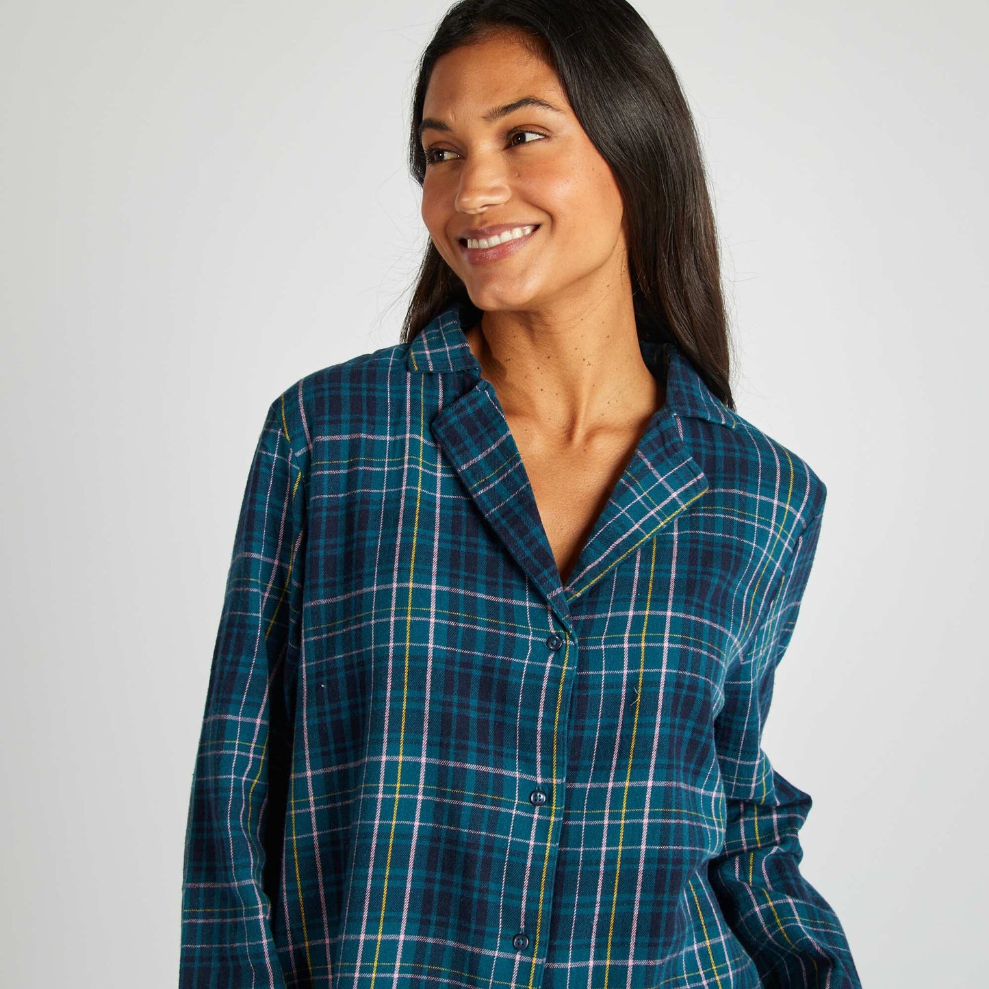 Checked pyjama shirt + trousers set GREEN