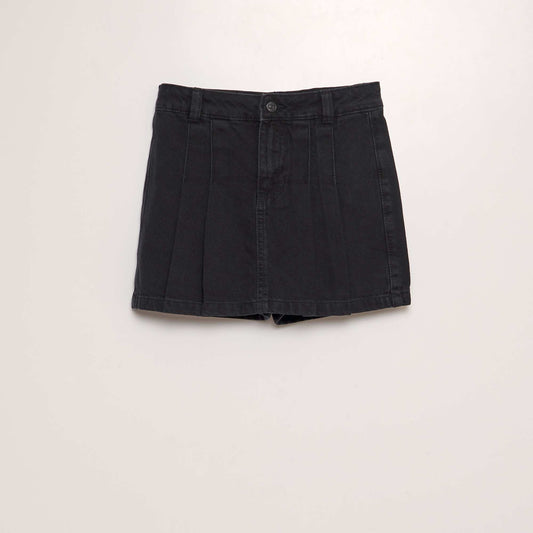 Denim mini skort Black