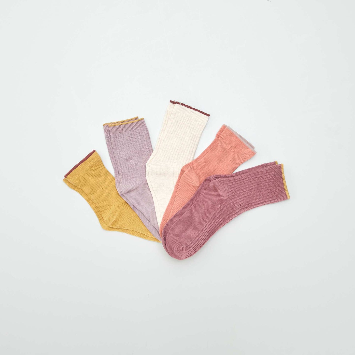 Pack of 5 pairs of coloured socks PINK