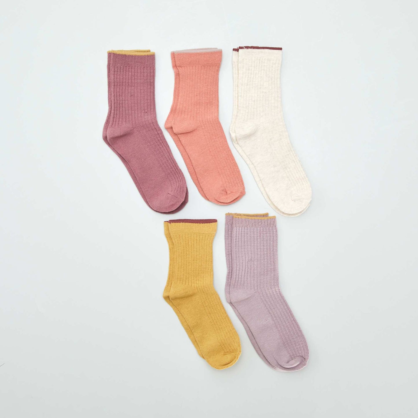 Pack of 5 pairs of coloured socks PINK