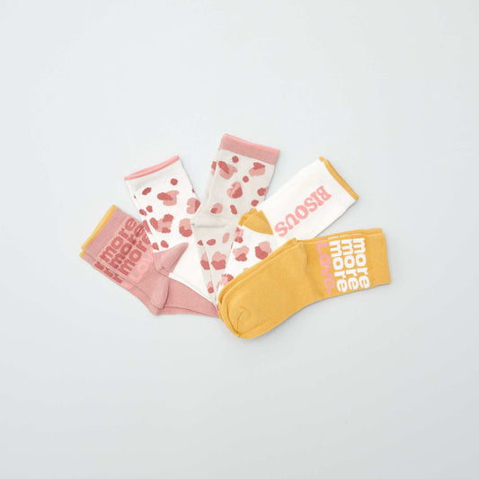 Pack of 5 pairs of coloured socks YELLOW