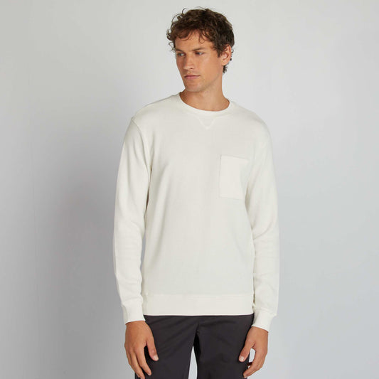 Straight-cut honeycomb knit jumper WHITE