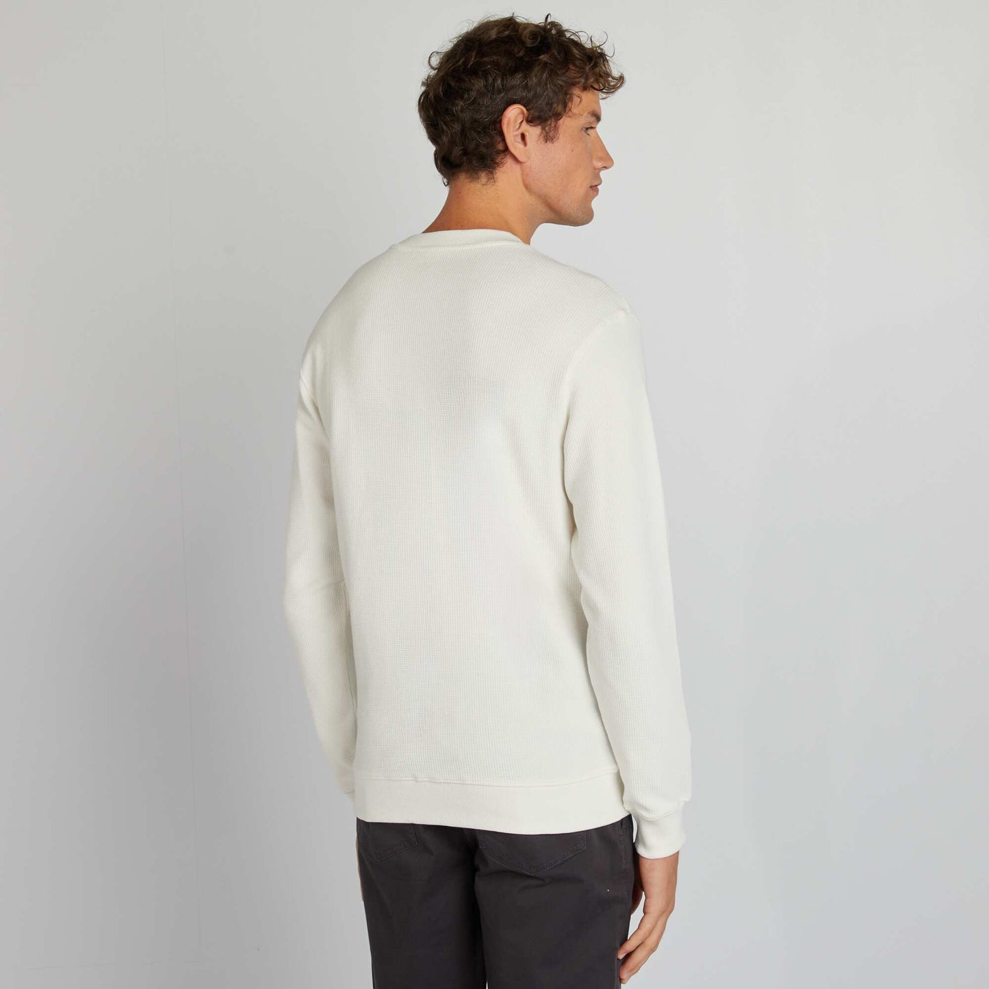 Straight-cut honeycomb knit jumper WHITE