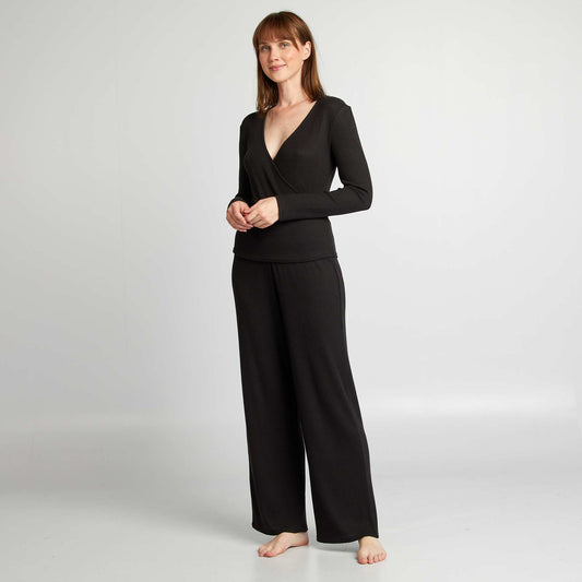 T-shirt + trousers pyjama set - 2-piece set black