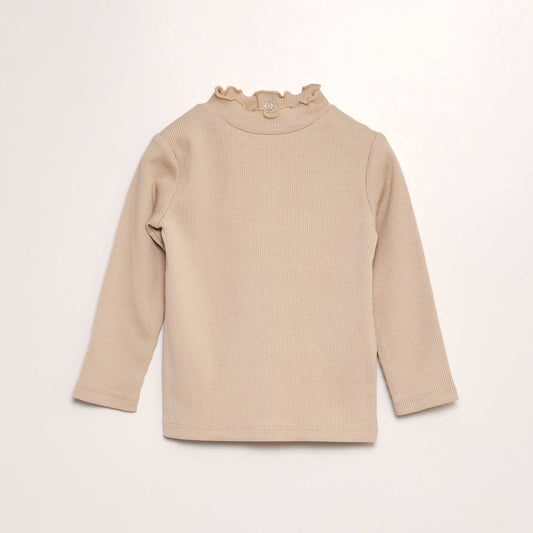 Ribbed knit undersweater BEIGE