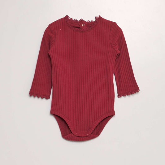 Ribbed knit bodysuit red