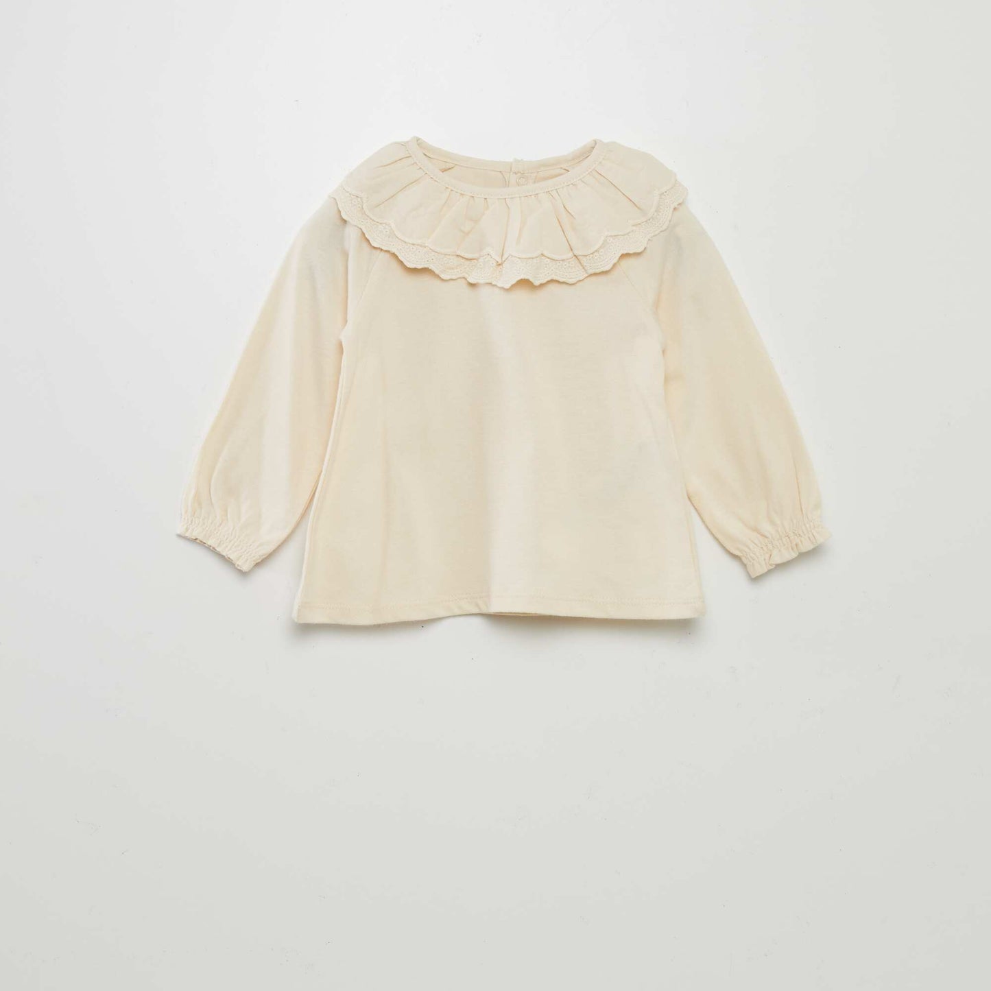 T-shirt with ruffled collar WHITE