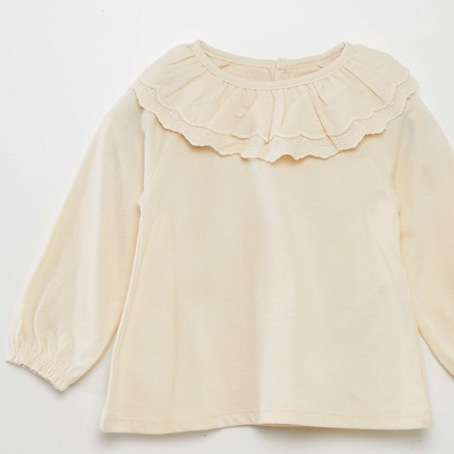 T-shirt with ruffled collar WHITE