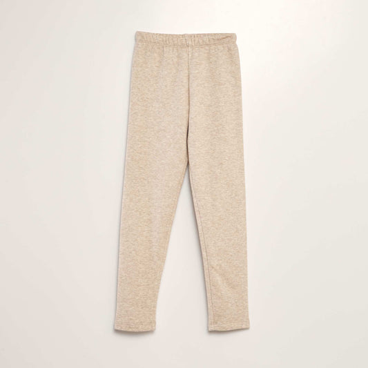 Warm sweatshirt fabric leggings BEIGE