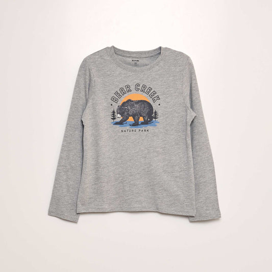 Long-sleeved printed T-shirt GREY