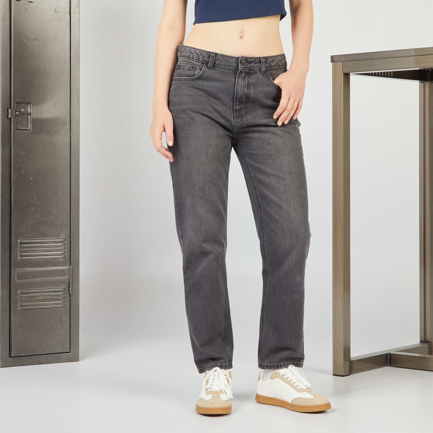 High-rise straight jeans GREY