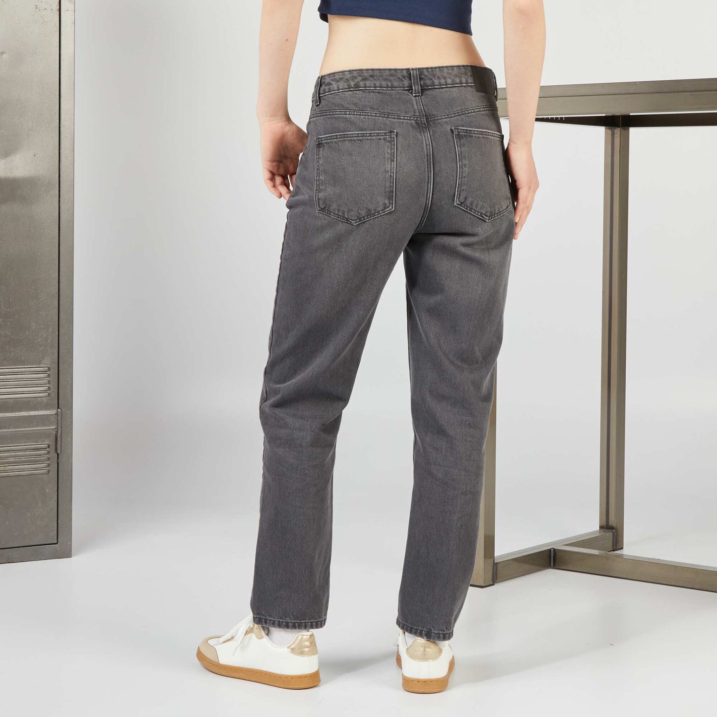 High-rise straight jeans GREY