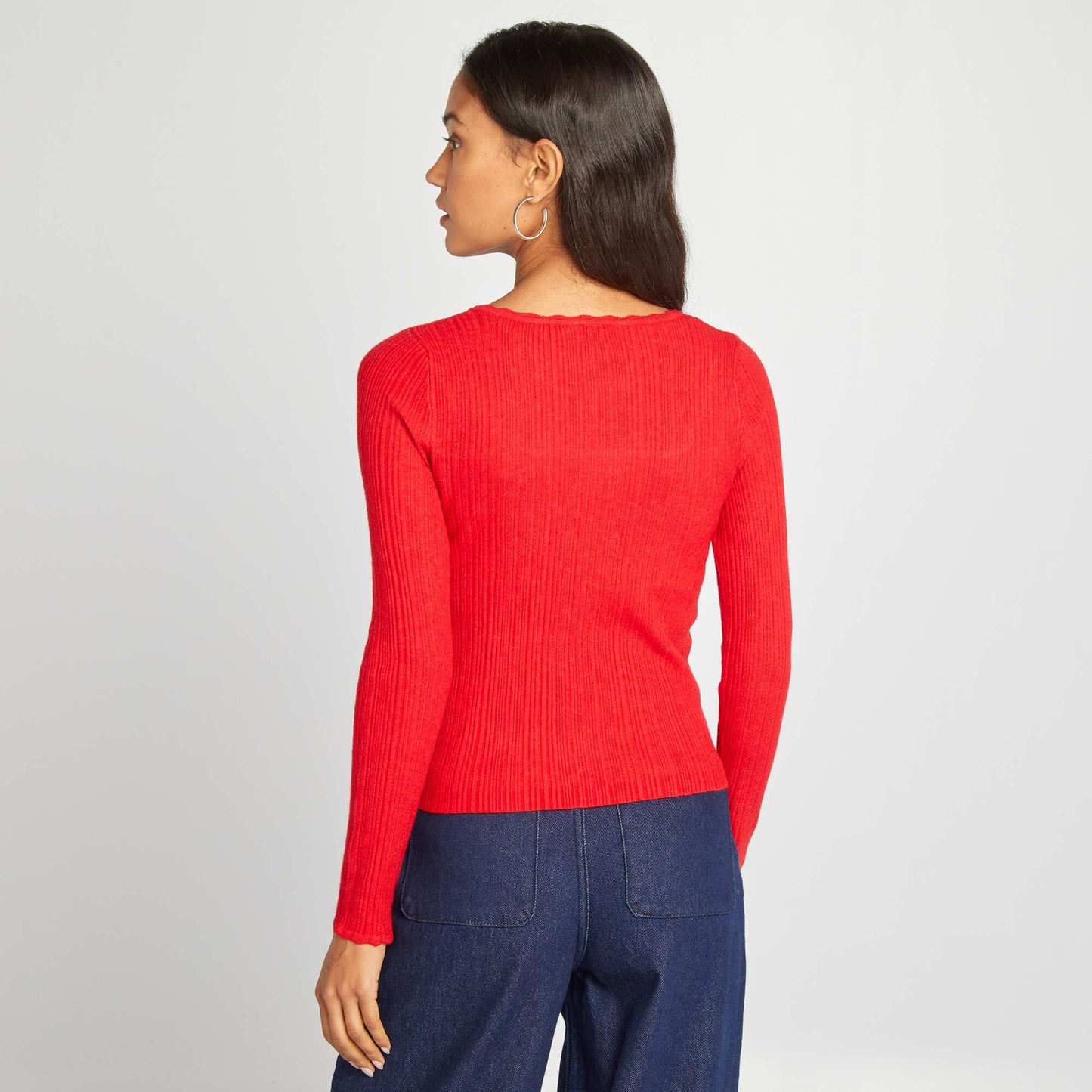 Ribbed knit sweater RED