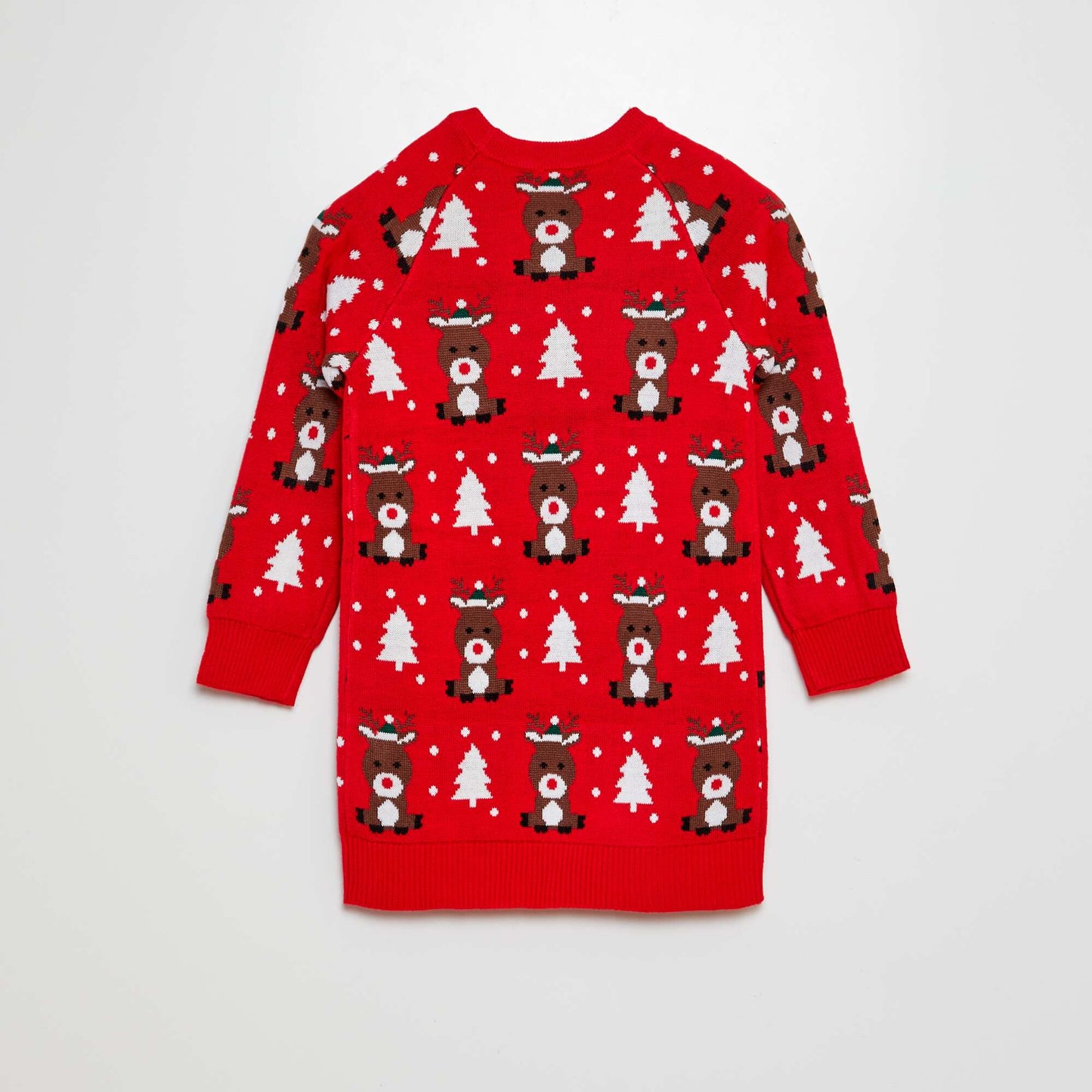 Christmas tree and reindeer jumper dress RED