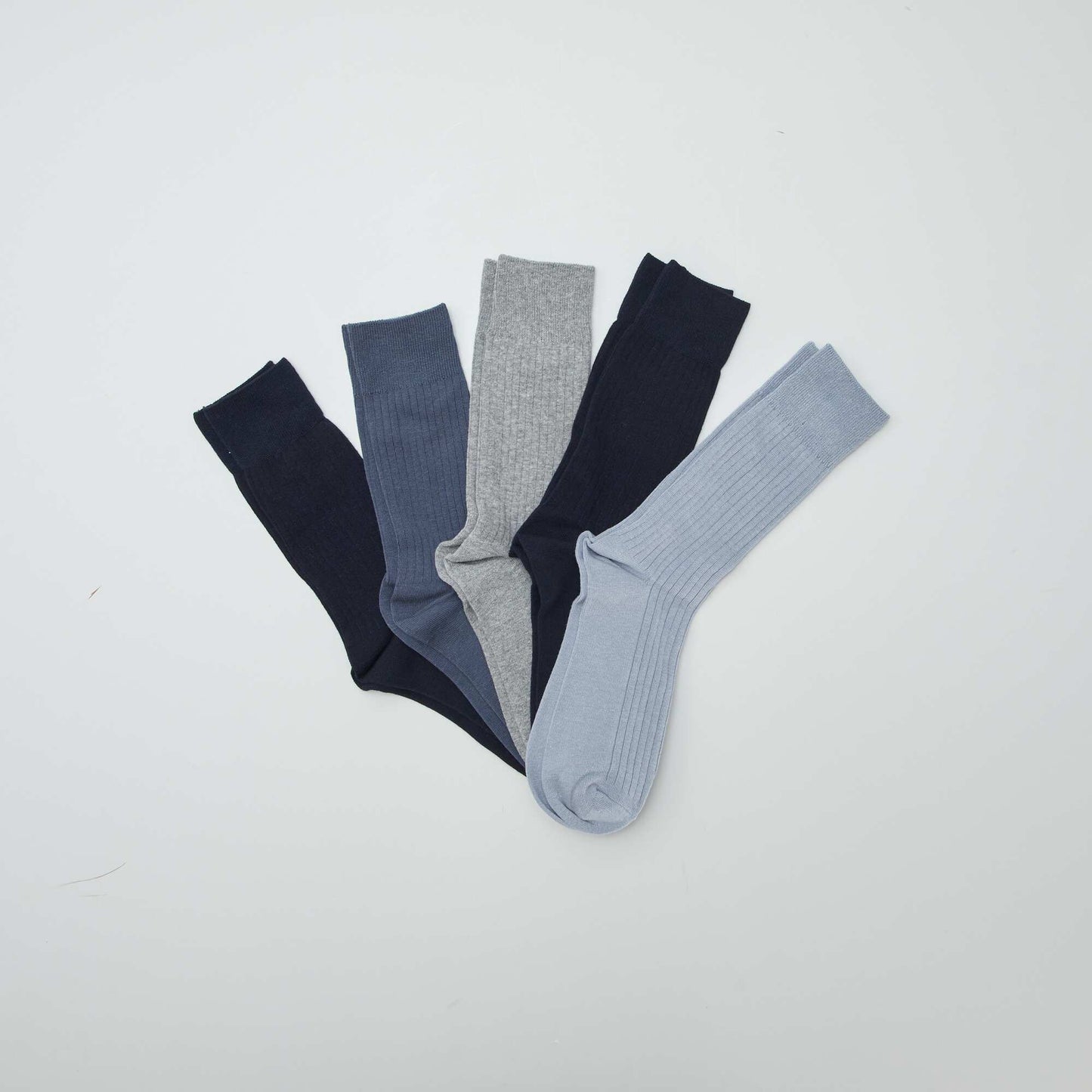 Pack of 5 pairs of ribbed socks BLUE