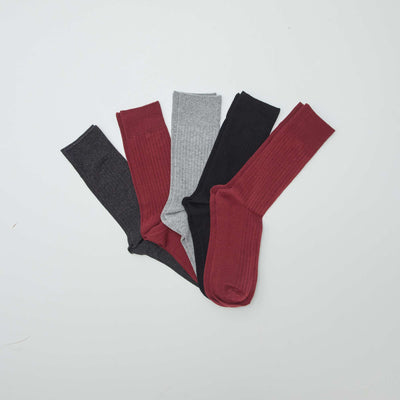 Pack of 5 pairs of ribbed socks RED