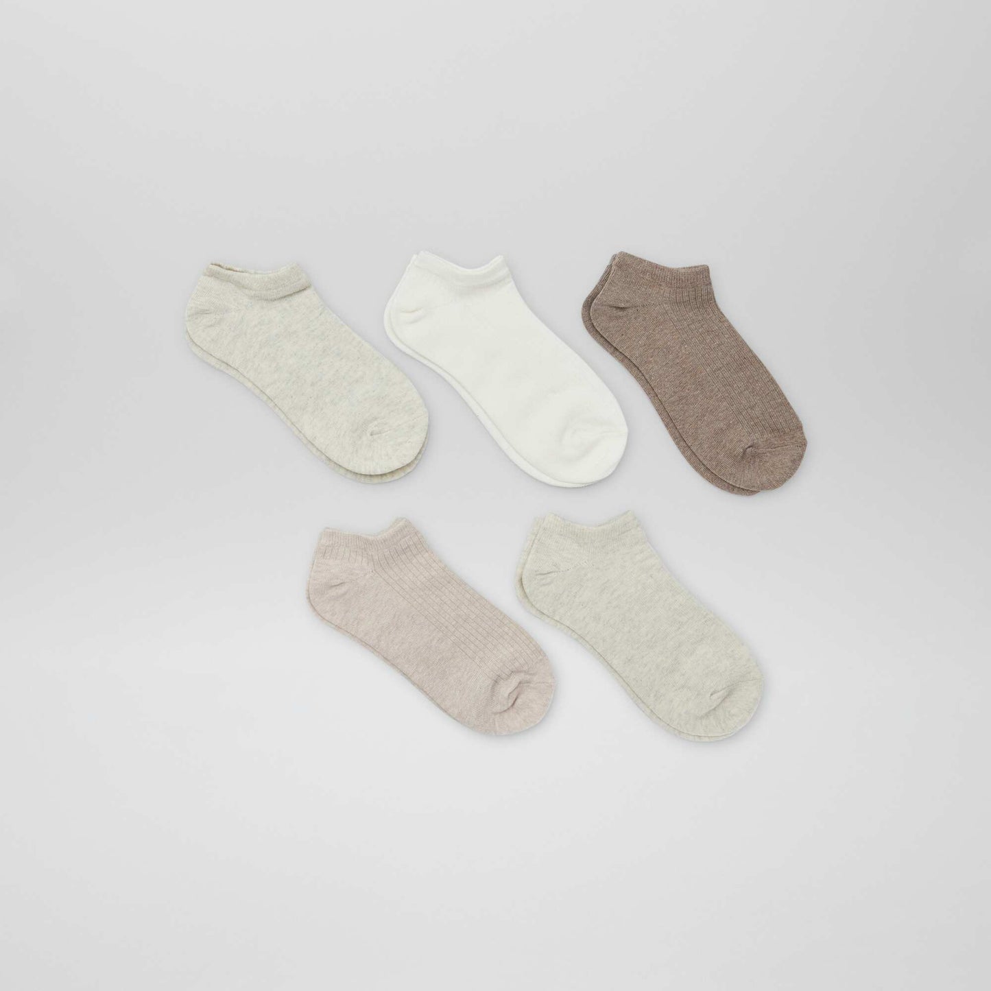 Pack of 5 pairs of invisible socks BEIGE