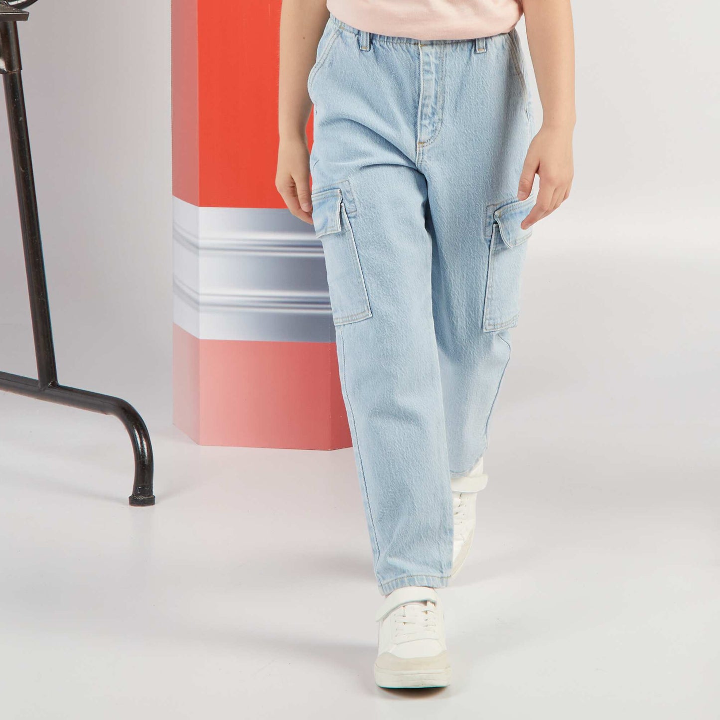 Mom jeans with flap pockets BLUE