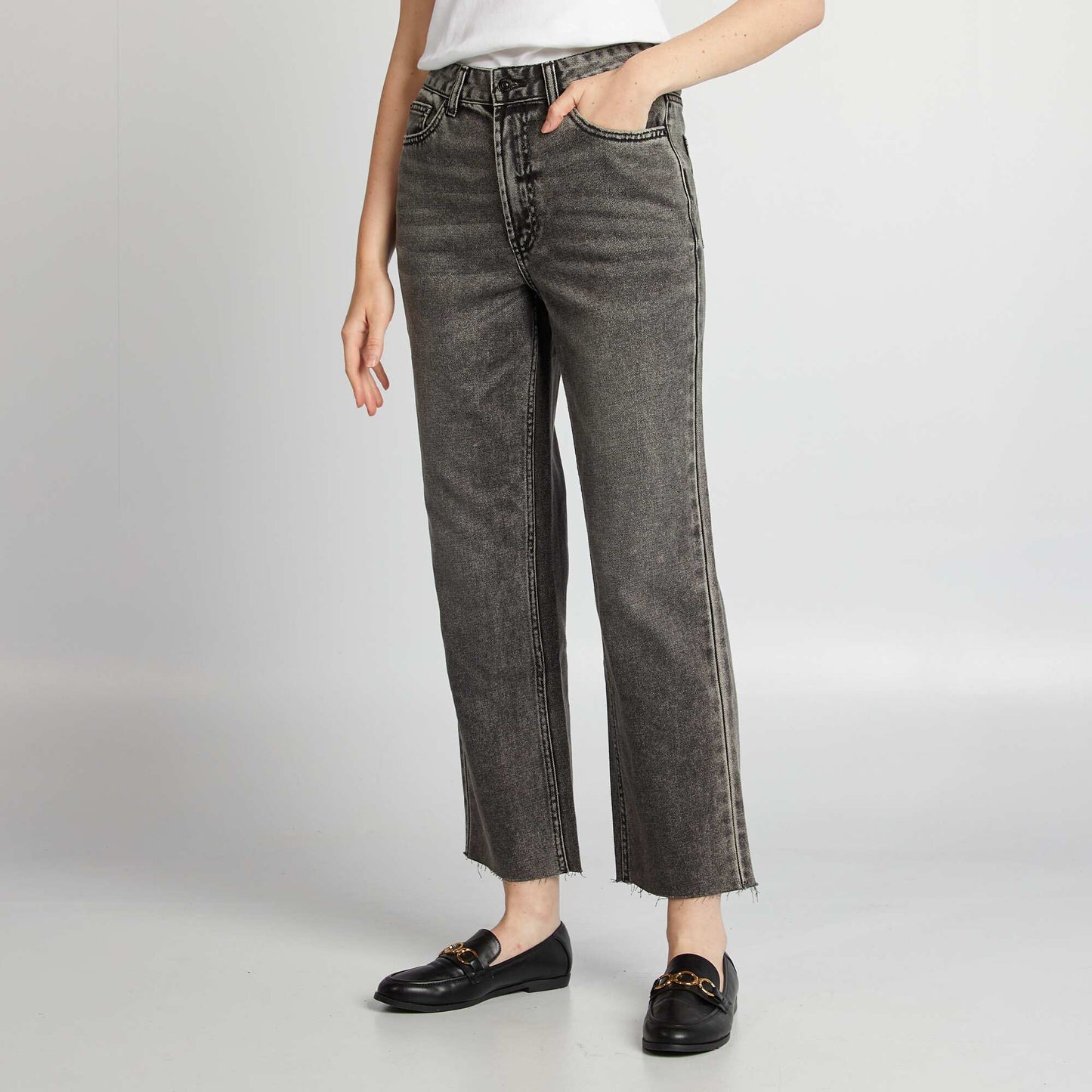 Straight-leg cotton jeans GREY