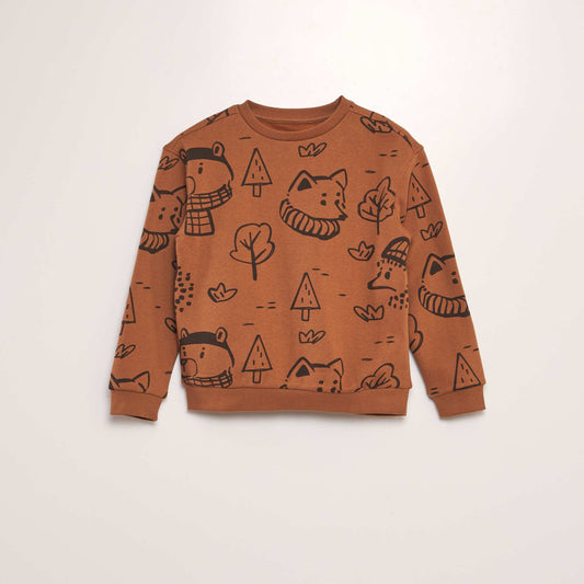 Loose-fit printed sweatshirt BROWN