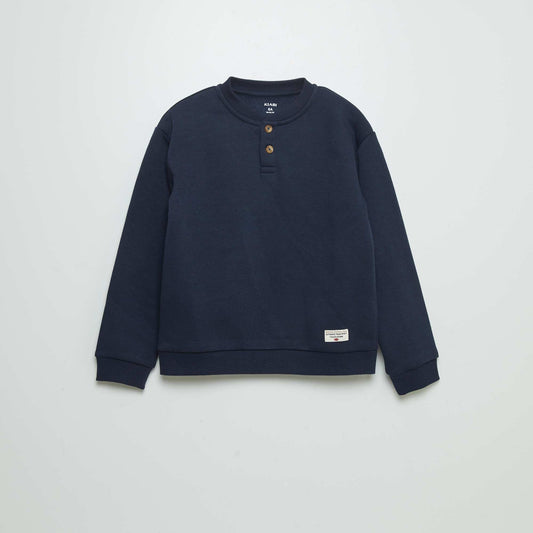 Henley collar sweatshirt BLUE