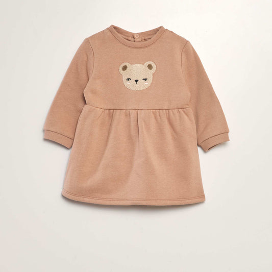 Flared sweatshirt fabric dress PINK