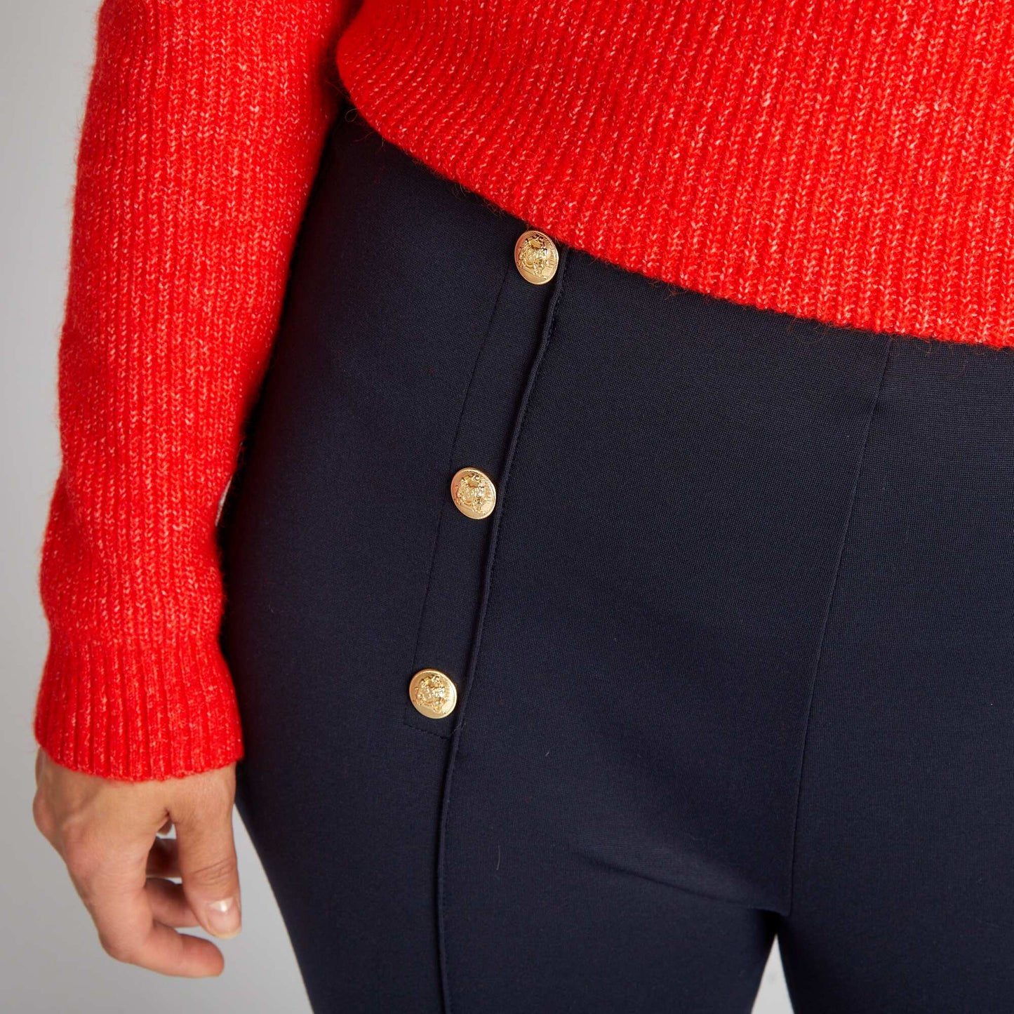 Leggings with gold-coloured buttons BLUE