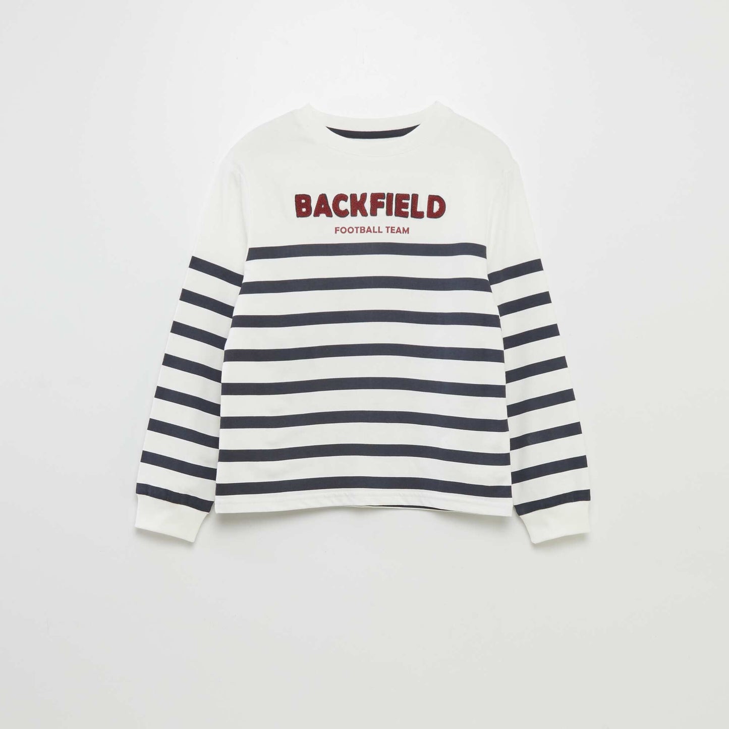 Breton T-shirt with bouclé lettering BEIGE