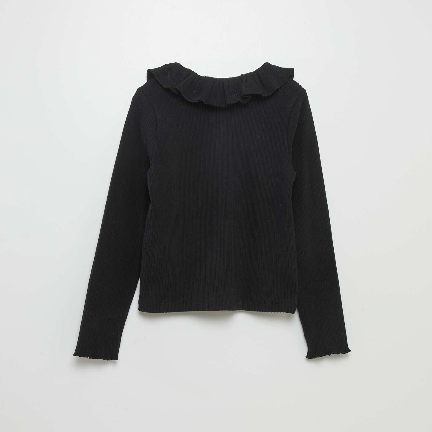 Ribbed knit T-shirt black