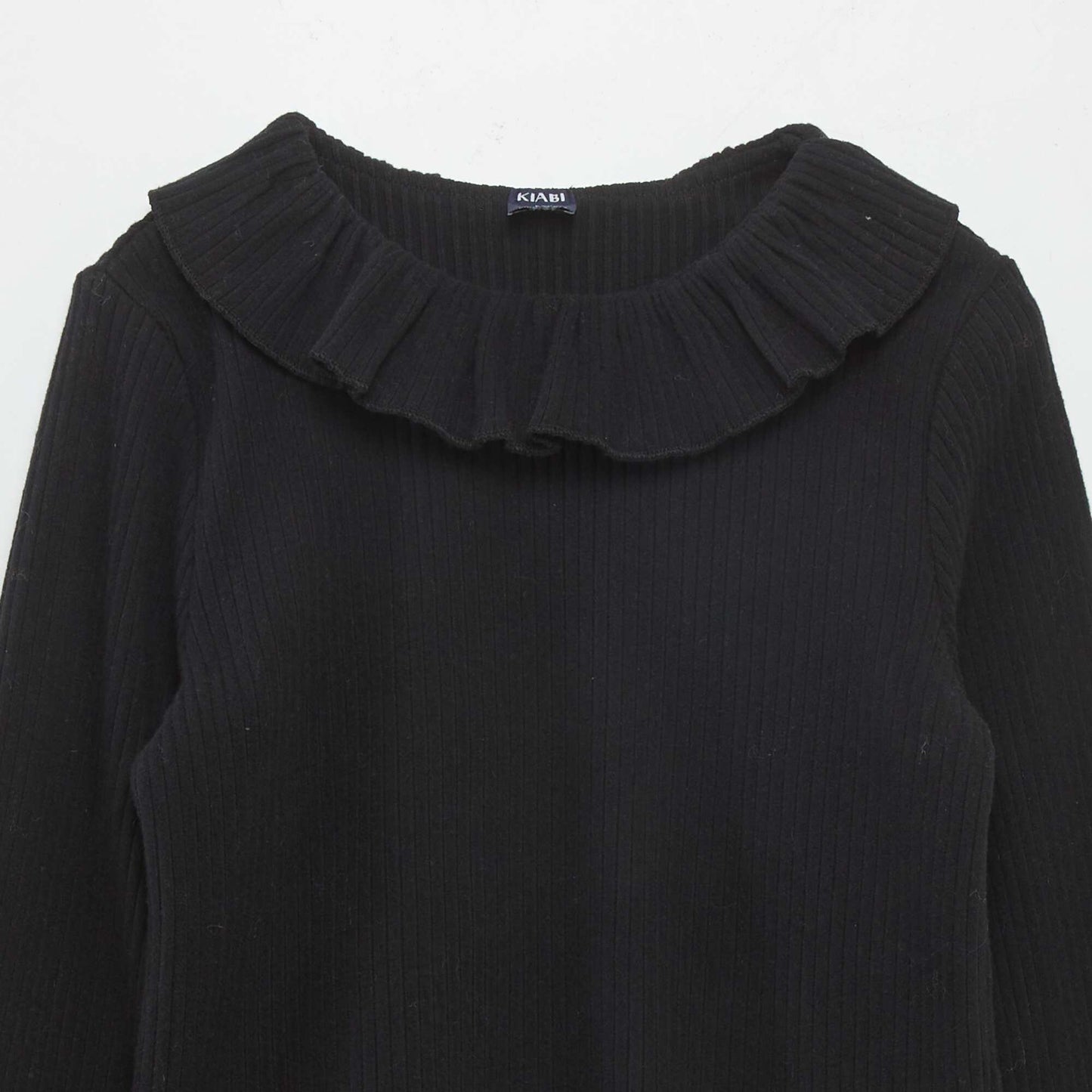 Ribbed knit T-shirt black