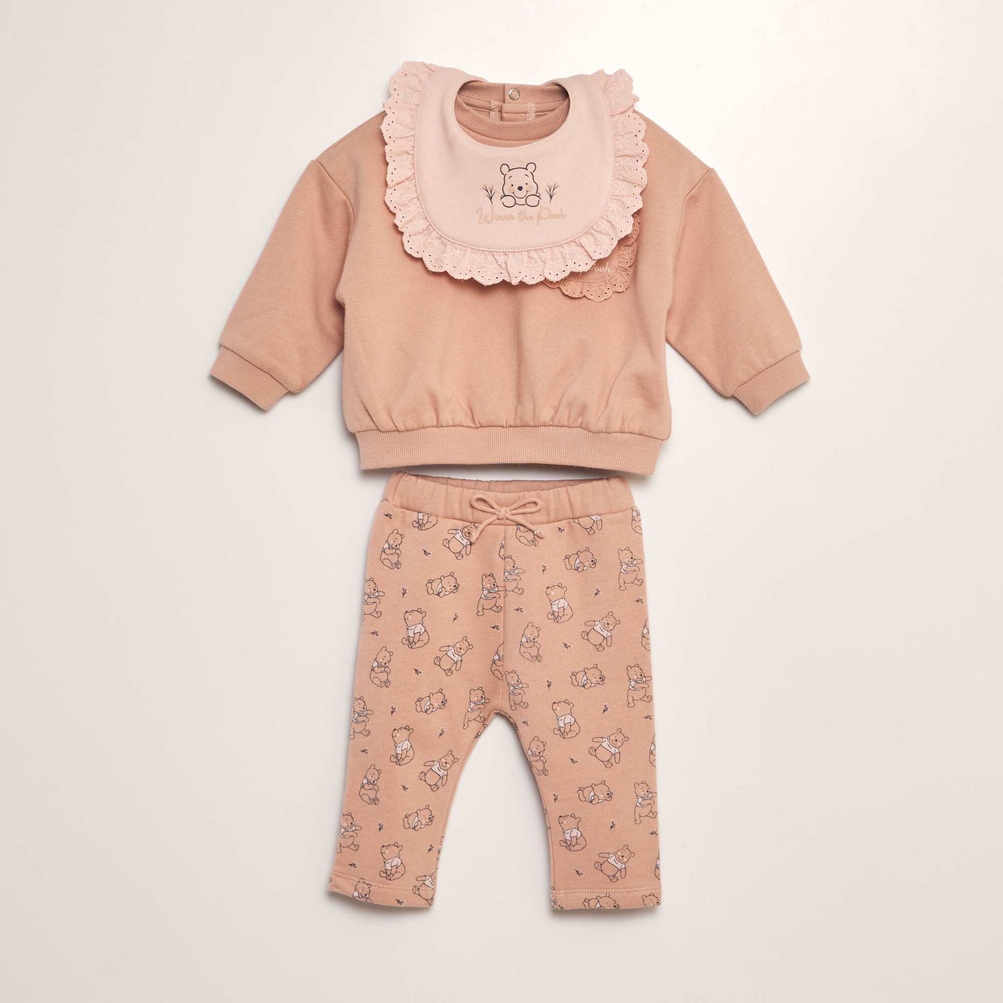 'Winnie' bib + trousers + sweater set - 3-piece set PINK