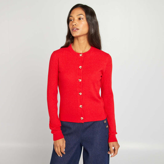 Ribbed cardigan RED