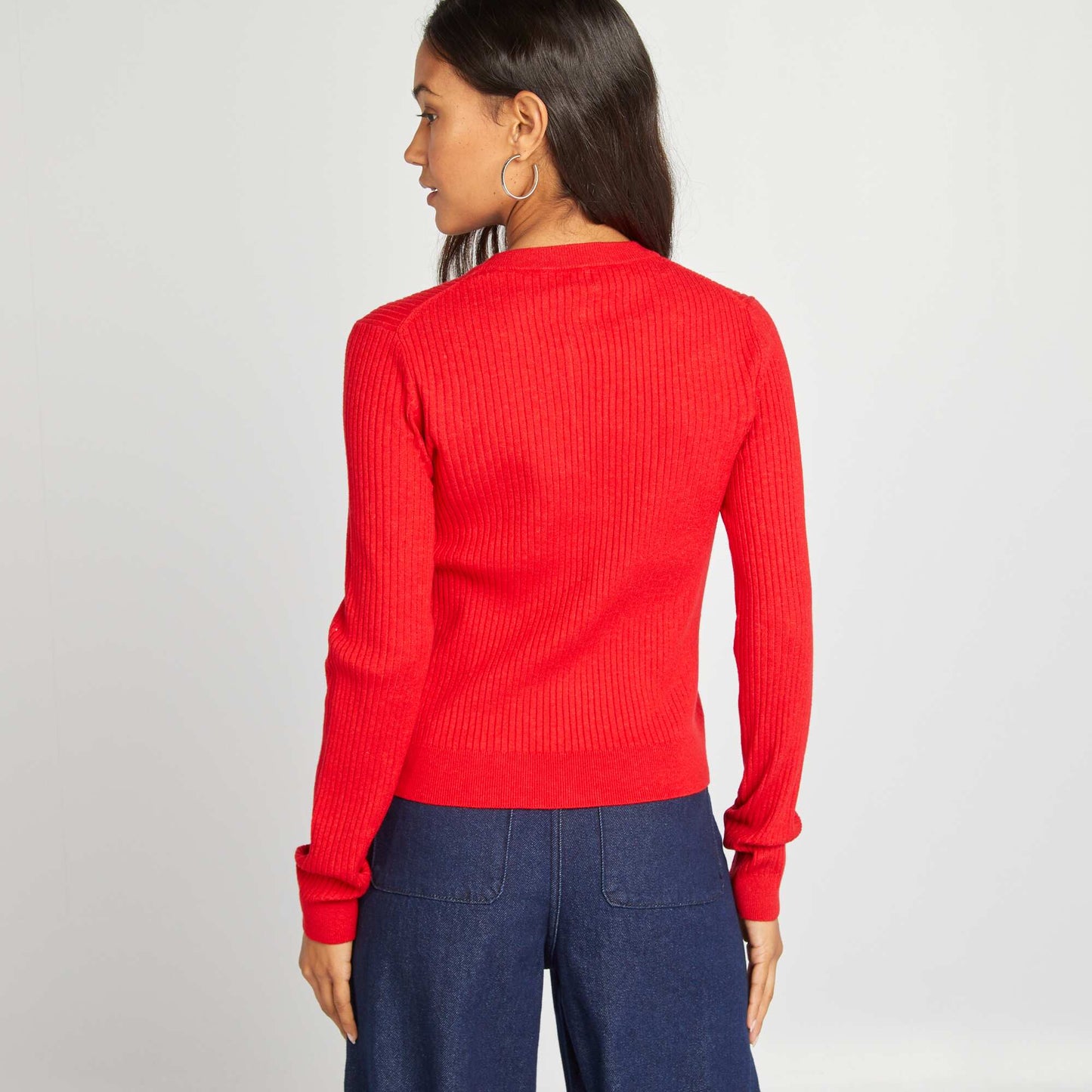 Ribbed cardigan RED