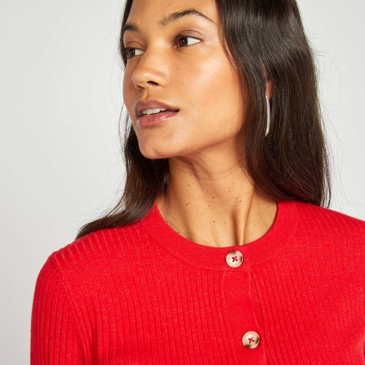 Ribbed cardigan RED