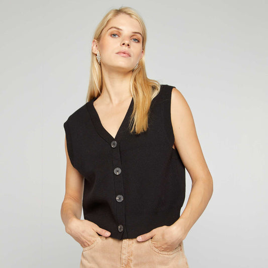 V-neck waistcoat black