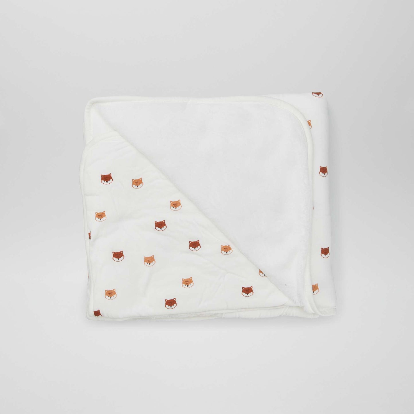 Printed blanket with fleecy lining WHITE