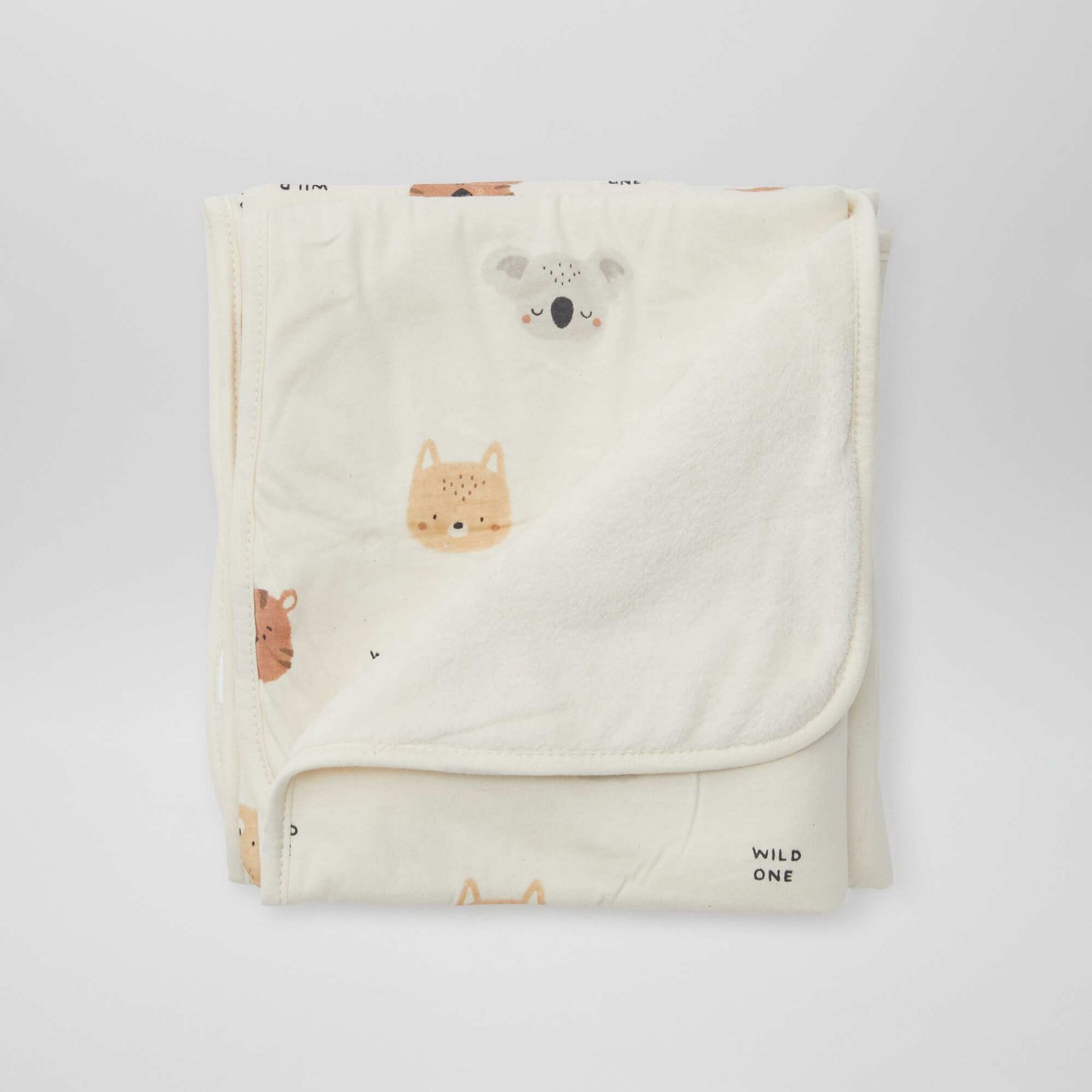 Printed blanket with fleecy lining WHITE