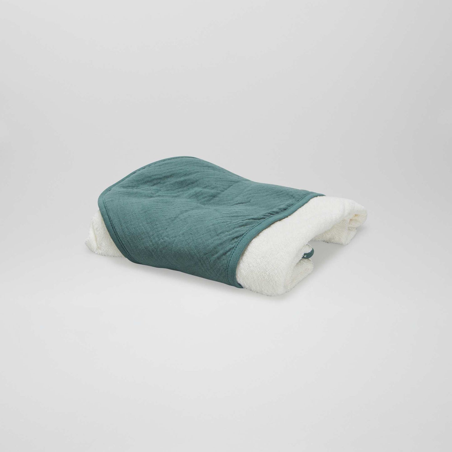 Hooded towelling and cotton gauze bath towel GREEN