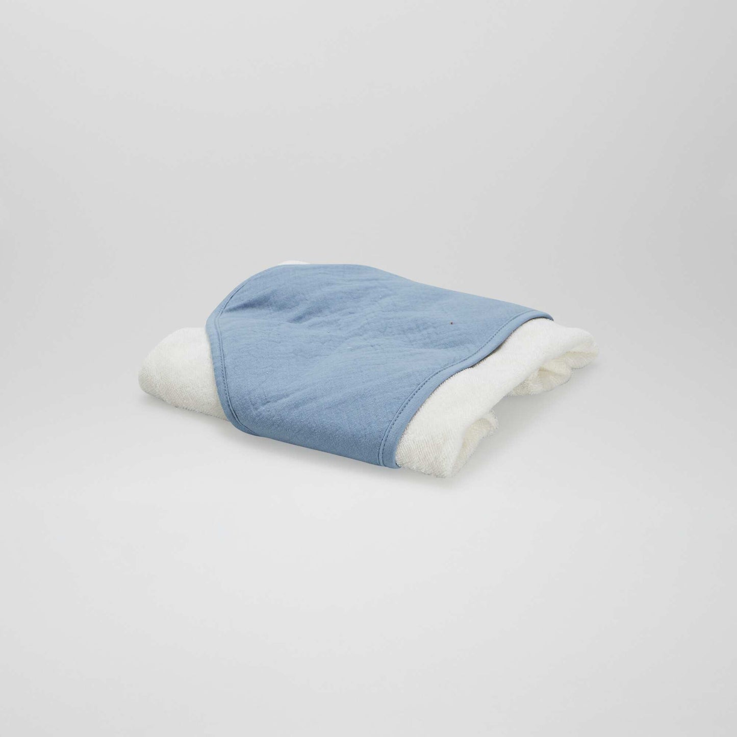 Hooded towelling and cotton gauze bath towel BLUE