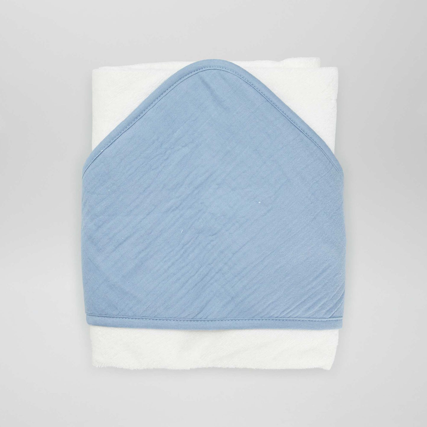 Hooded towelling and cotton gauze bath towel BLUE