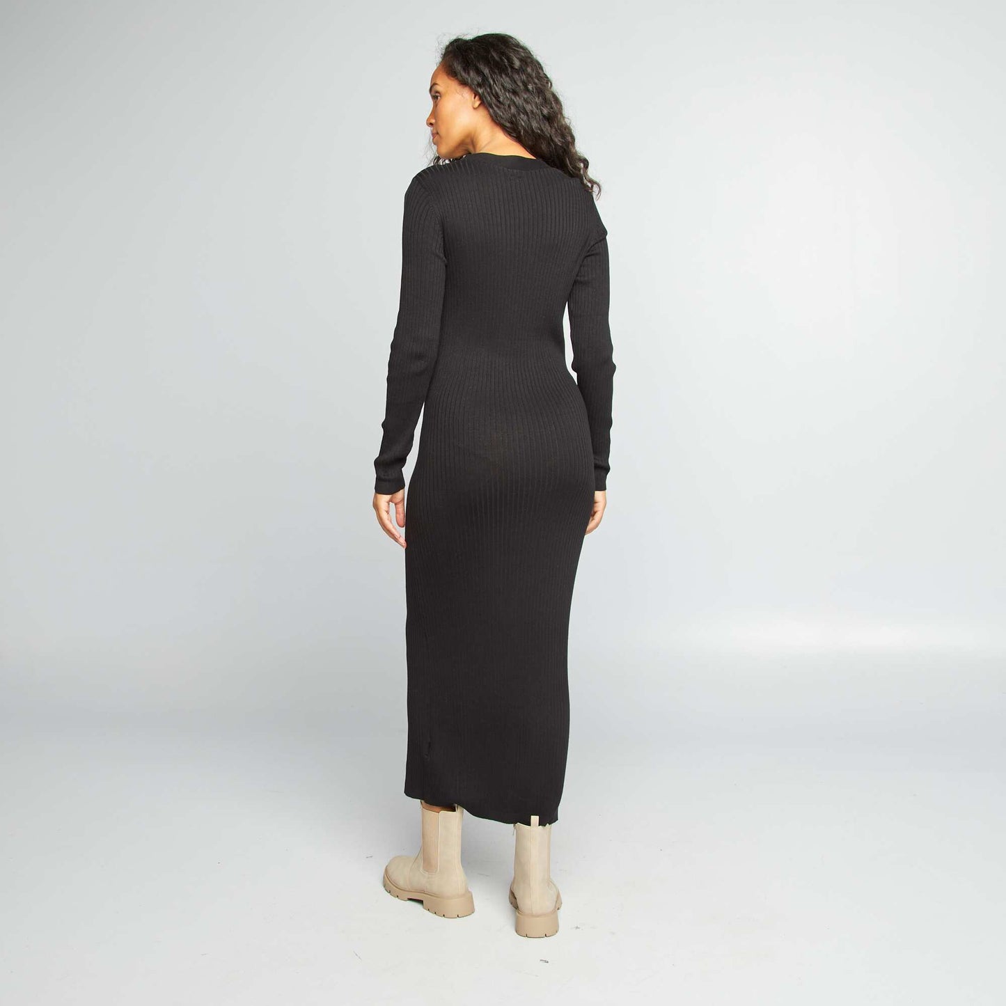 Long ribbed sheath dress black